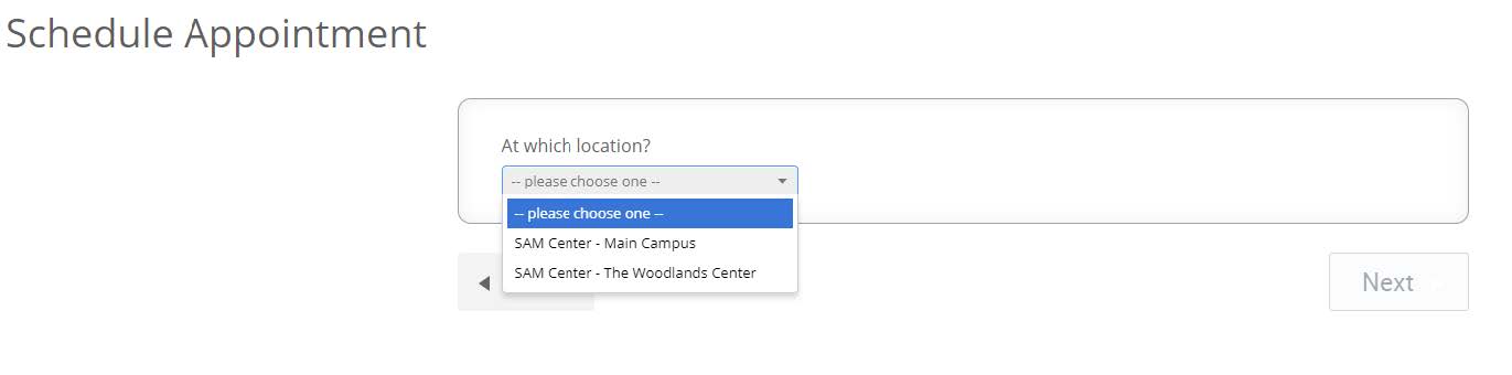 Advisign location dropdown menu