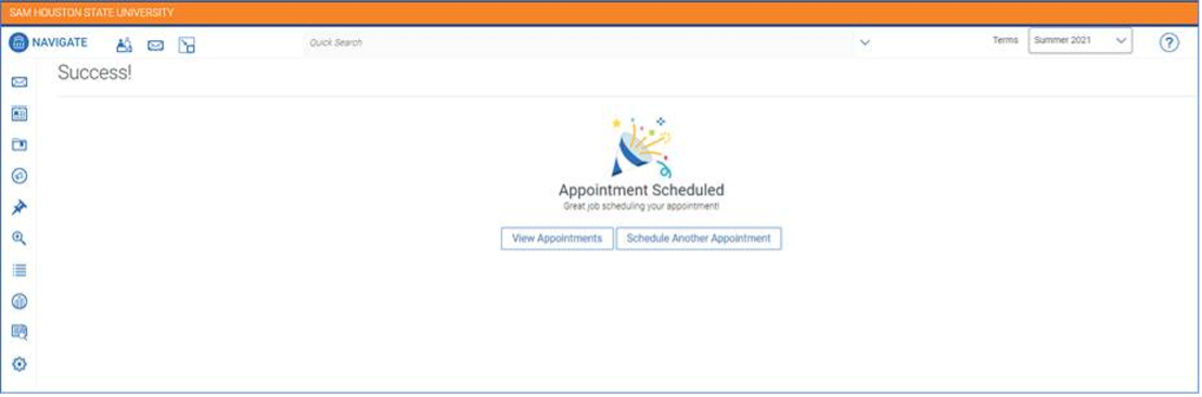 Appointment confirmation screenshot