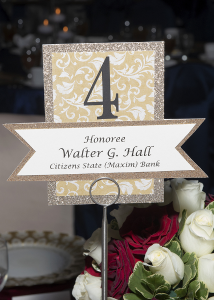 Table marker 3: honoree Hall