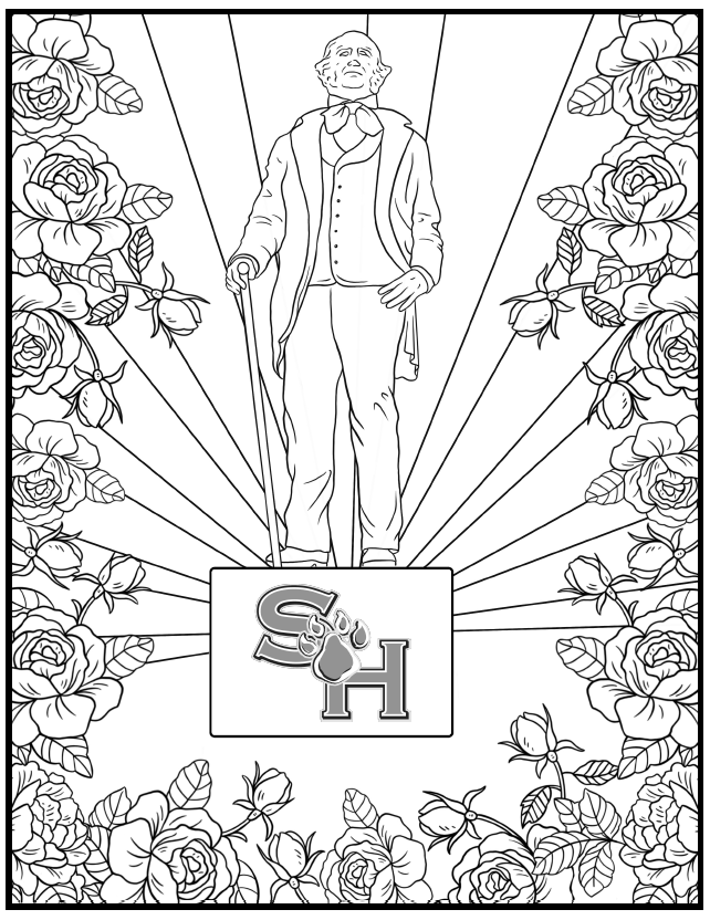 Sam Houston Statue with Flower coloring sheet