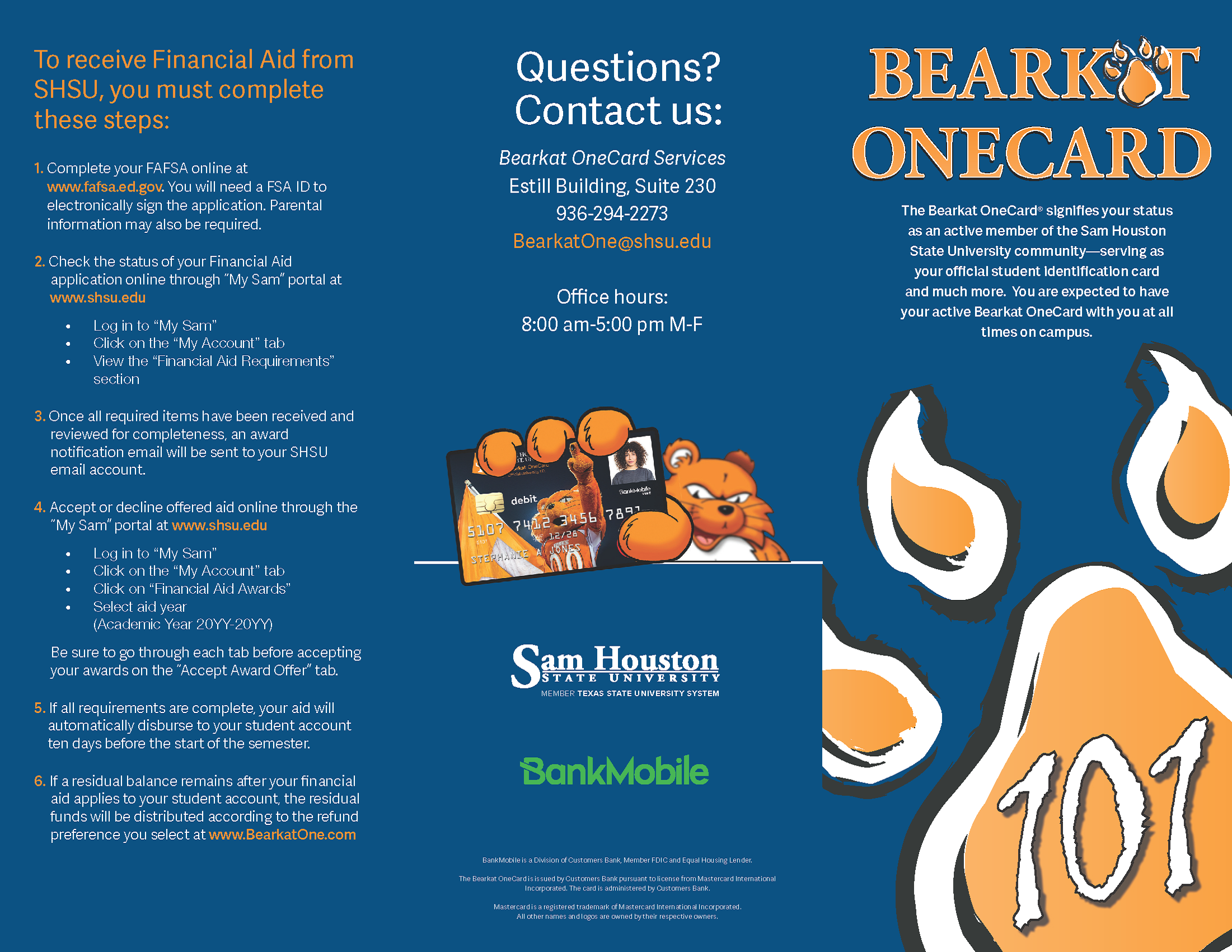 Brochures Bearkat Onecard Services Office Sam Houston State