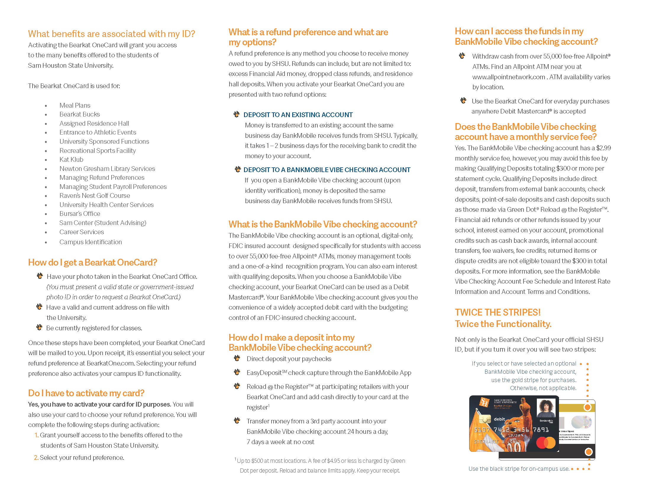 Brochures Bearkat Onecard Services Office Sam Houston State