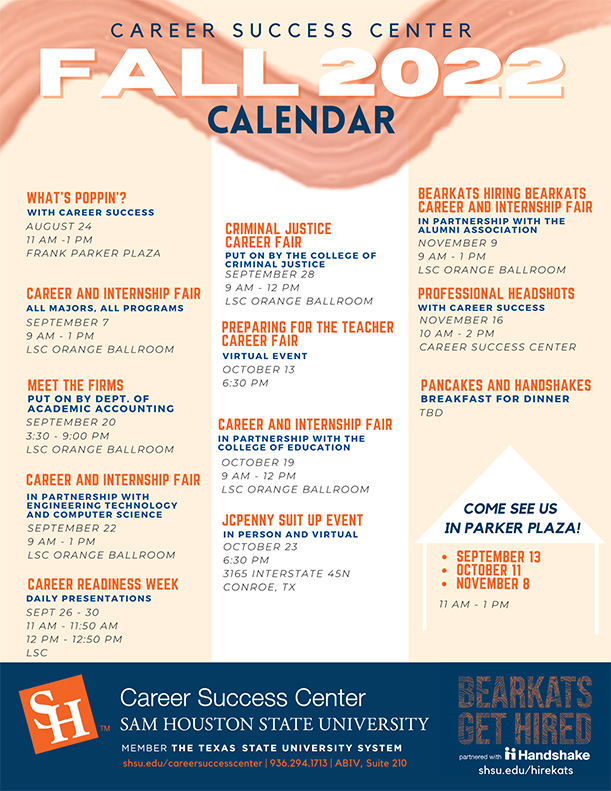 Career Success Center Fall 2022 Event Calendar