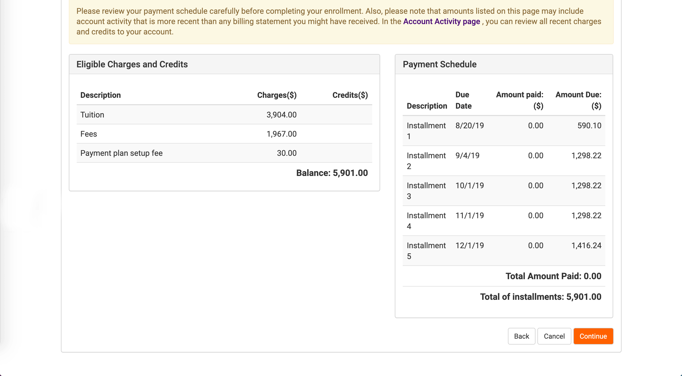 click the orange select button on the desired plan option