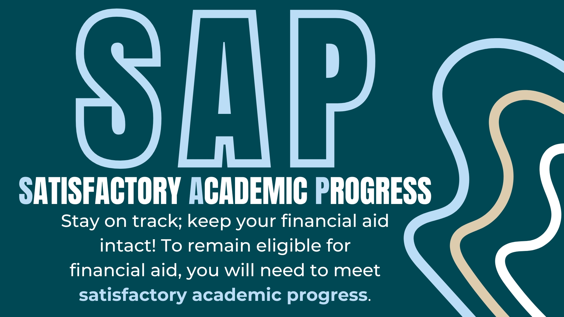 Satisfactory Academic Progress. Ensure your financial aid by completing 67% of your classes.