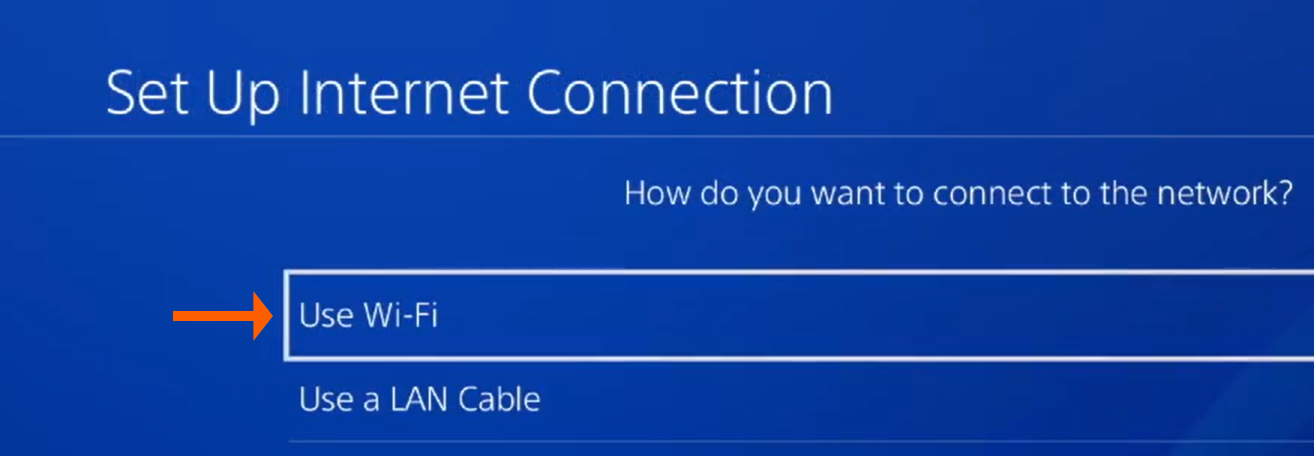 PS4 Select Use WiFi