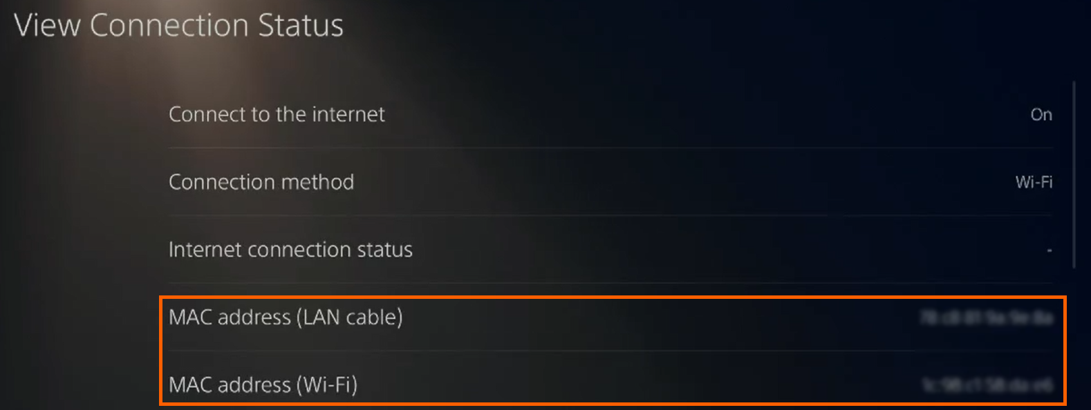 PS5 MAC Addresses