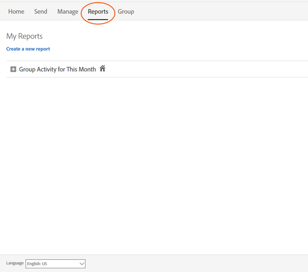 Adobe Sign Reports Page