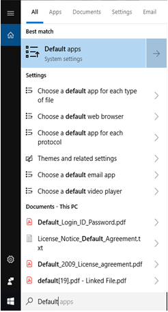 Start Menu Default Apps