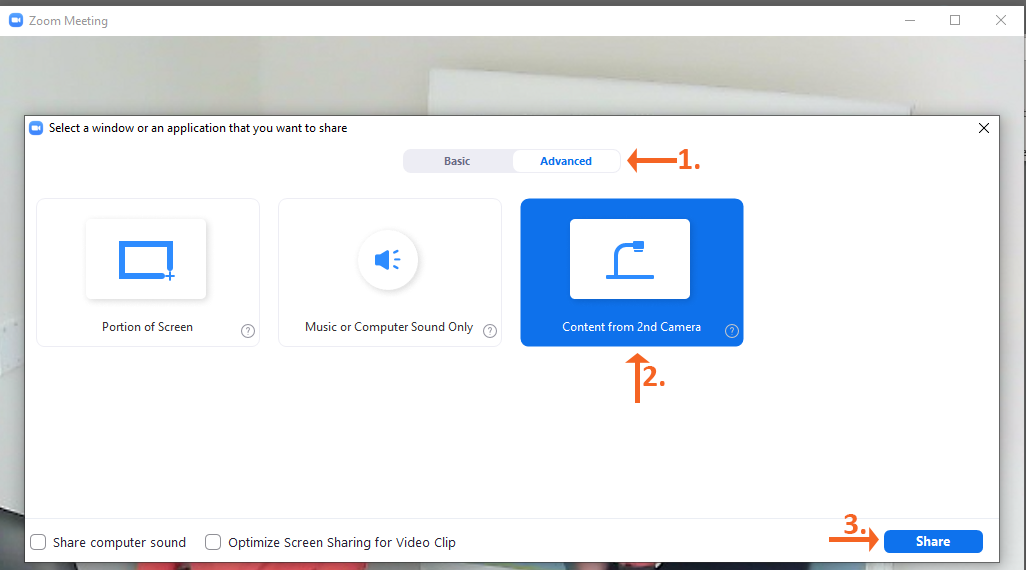 Share Screen Advance Settings Lumens