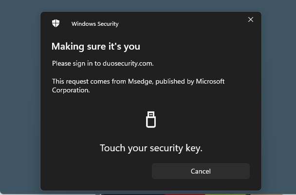 Duo_Touch Security Key Authentication