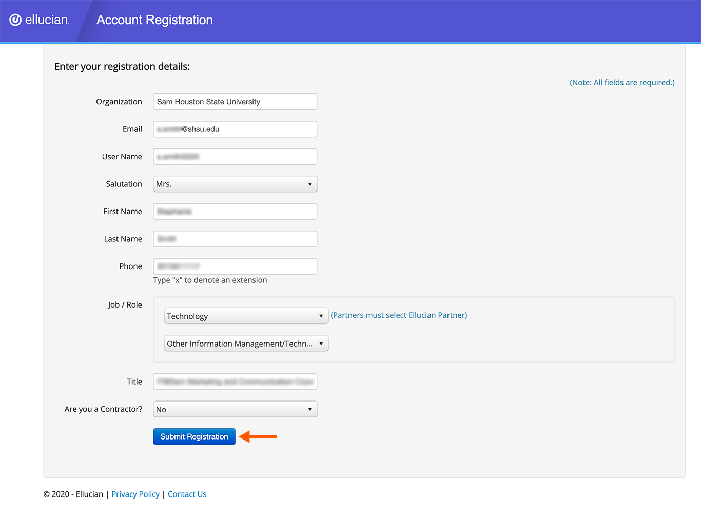 Account Registration Info