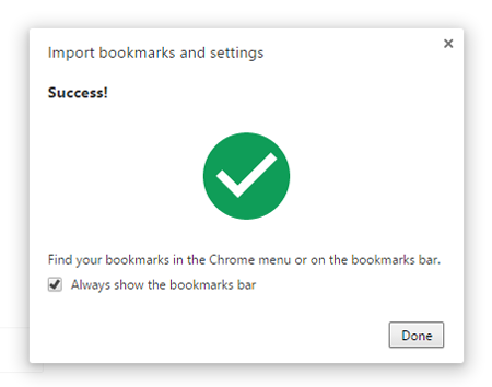 Chrome Import Done