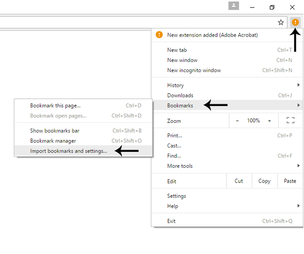 Chrome Import Settings