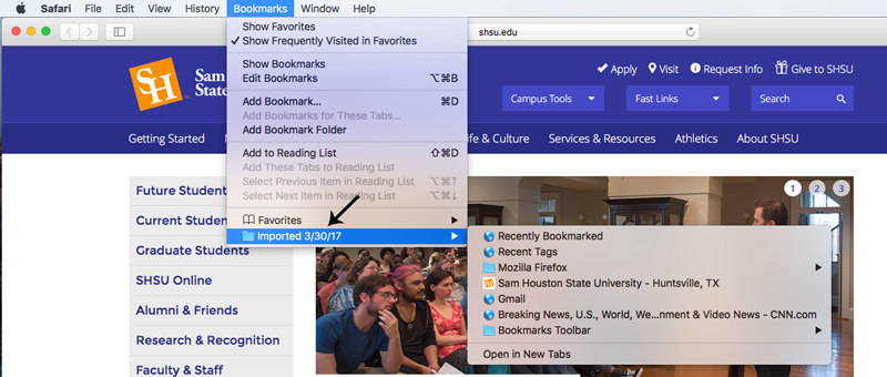 Safari Imported Bookmarks