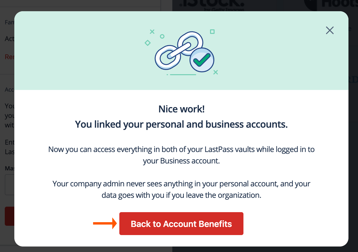 Select Back to Account Benefits