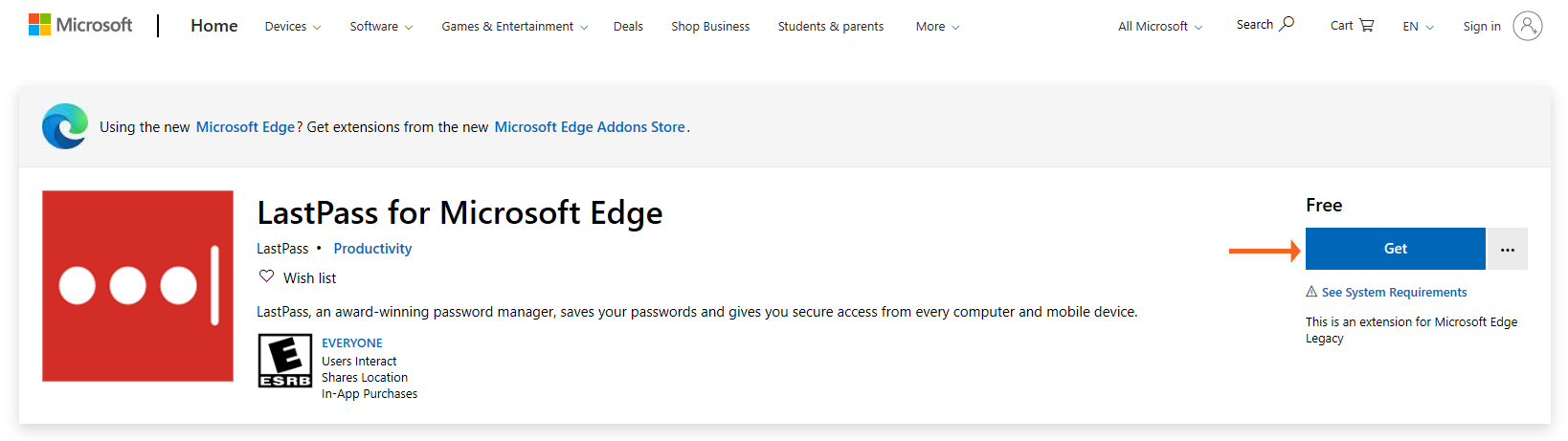 Edge Windows Store Get
