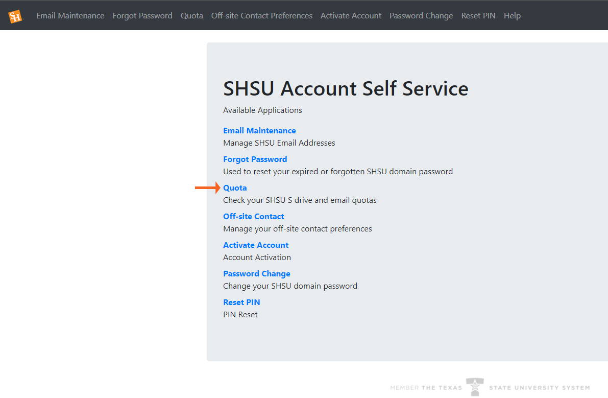 Account SHSUEDU Select Quota