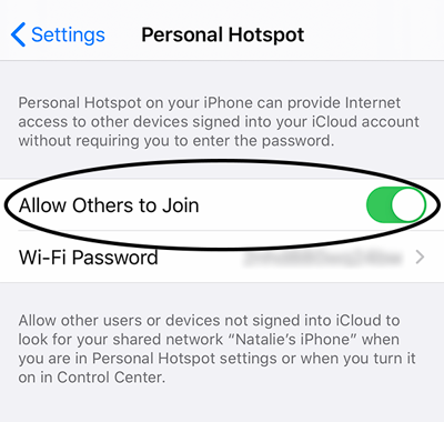 Personal Hotspot Options