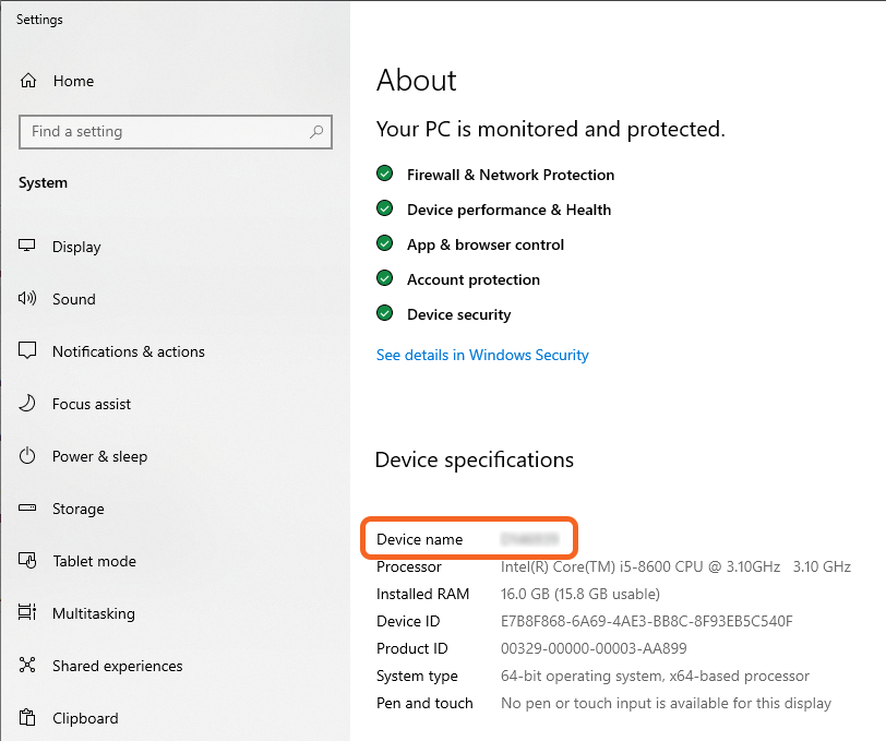 PC System Settings