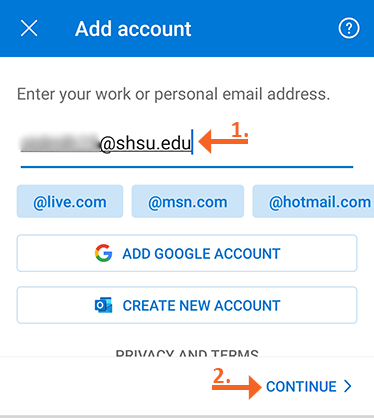 5.Android Outlook Enter Account
