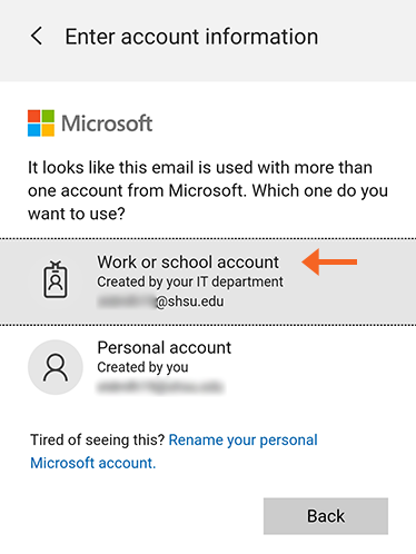 6.Android Mail Select Work or School