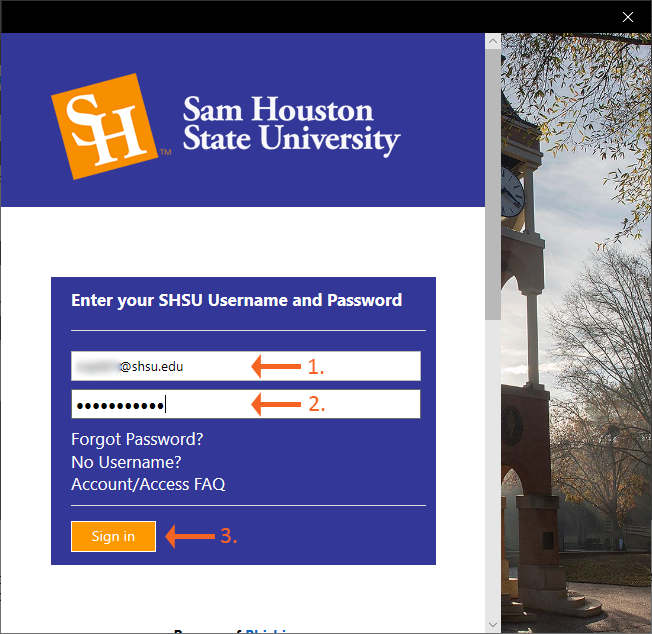 Enter SHSU Credentials