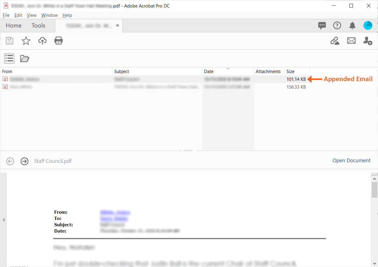 Appended Email in PDF
