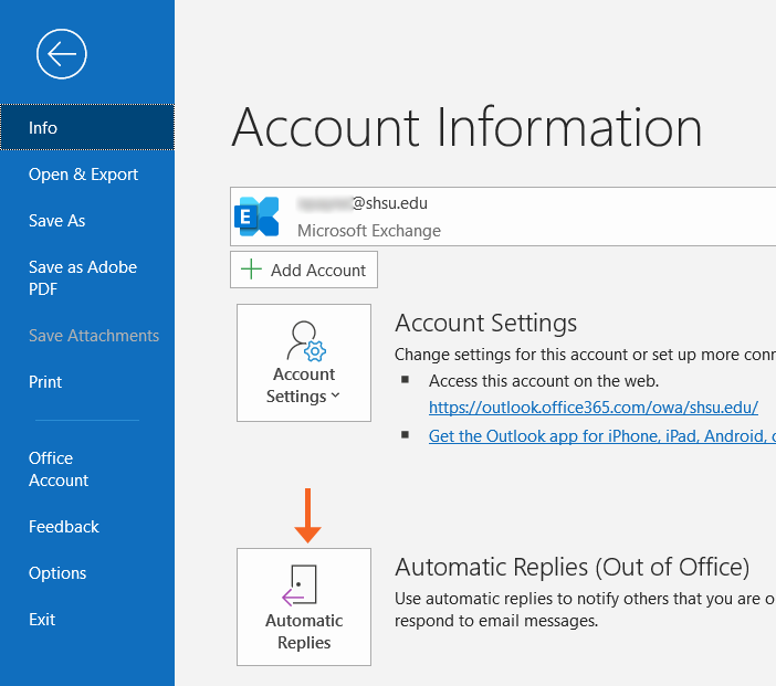 Outlook - Automatic Replies (Out of Office Assistant)