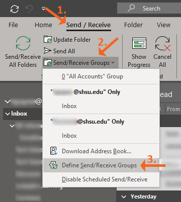 Select Define Send Receive Groups