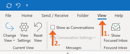 Select View Show as Conversation