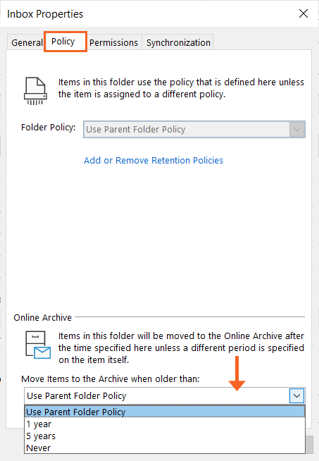 Use Parent Folder Policy