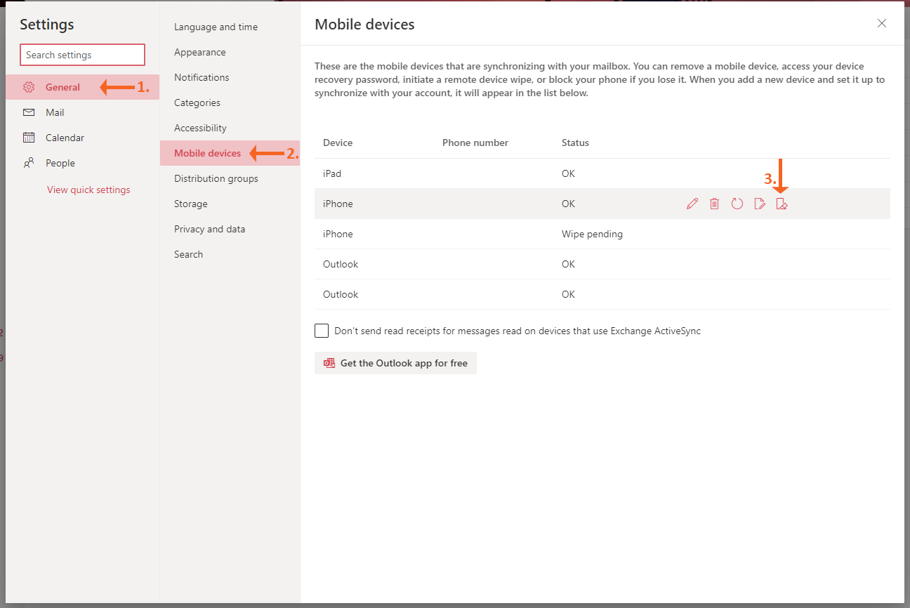 OWA Remote Wipe Data