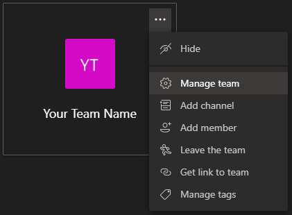 Manage Team tile view screen
