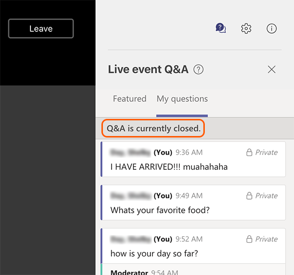Attendee Q and A Closed