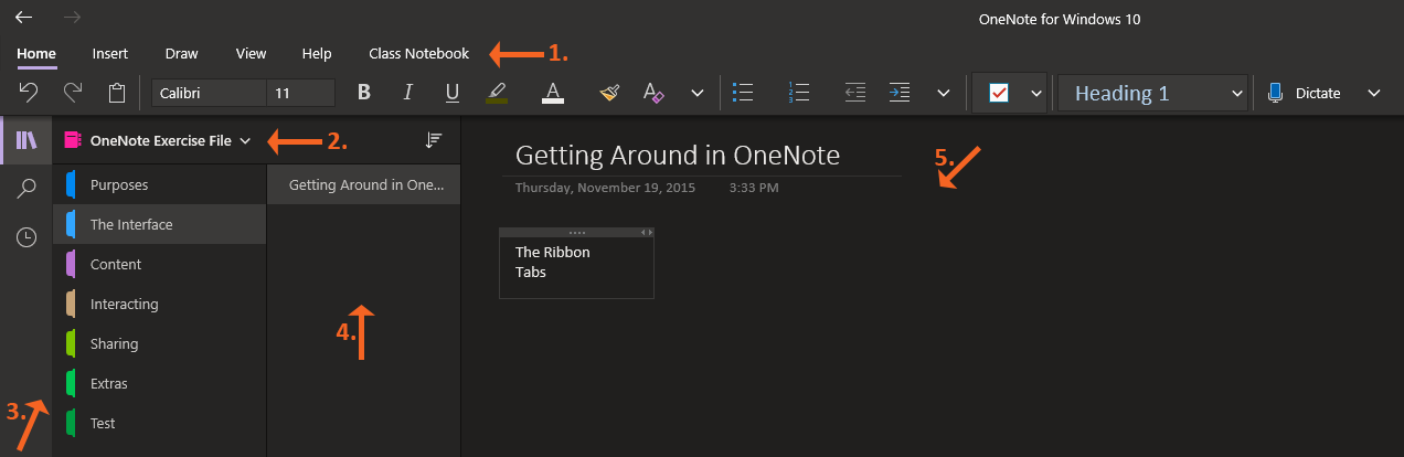 OneNote NoteBook Interface