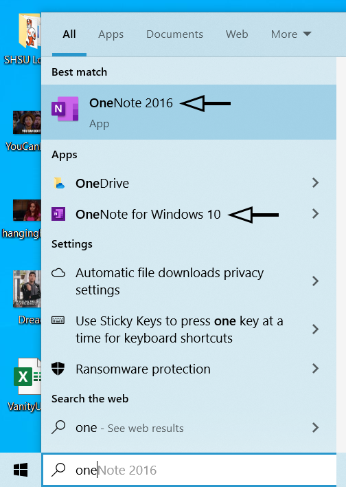 OneNote in StartMenu