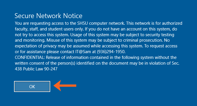 Secure Network Select OK