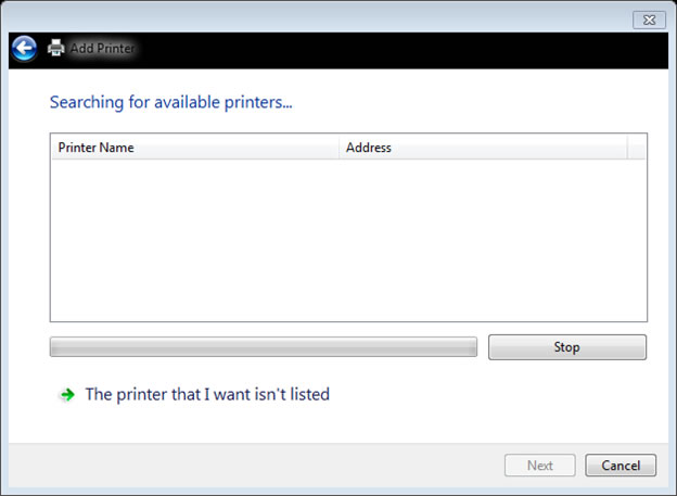 The printer wasn't listed