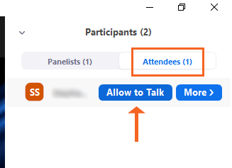 Attendee List Allow to Talk