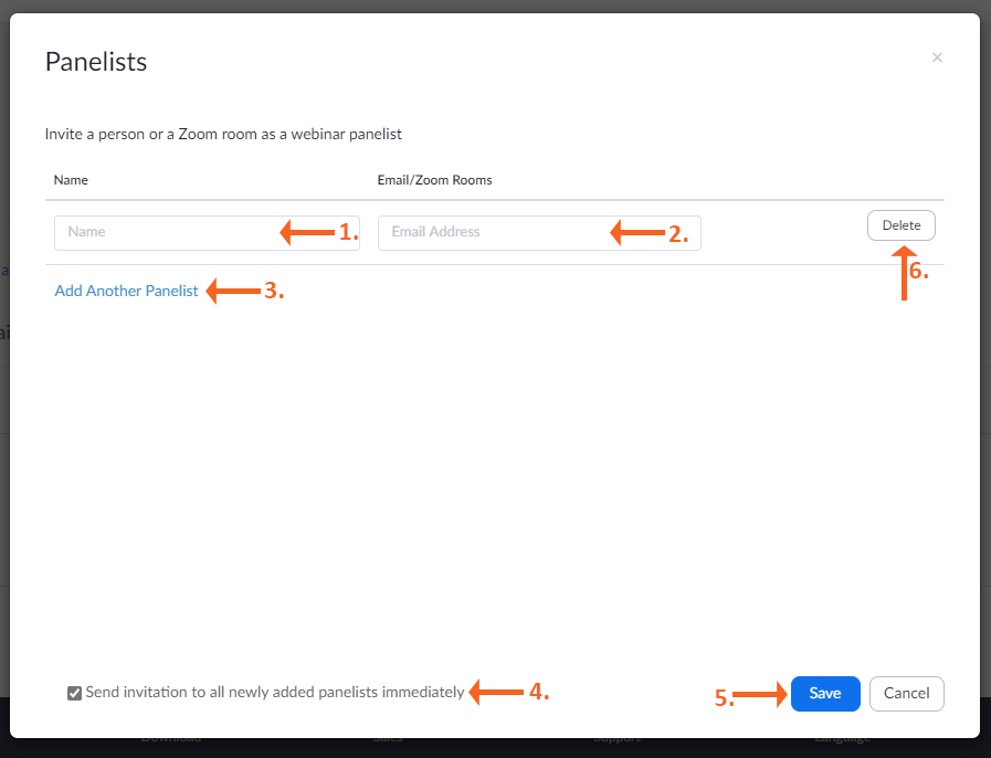 Invite Panelist Options