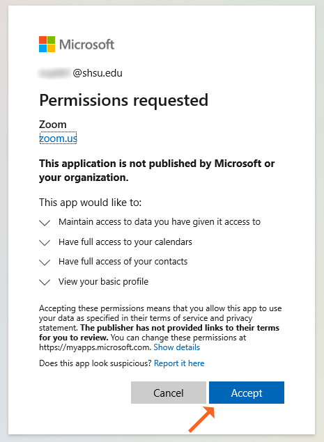 Accept Zoom Permissions
