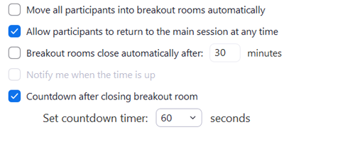 Breakout Room Options