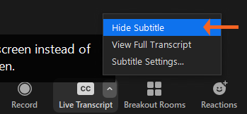 Select Hide Subtitles