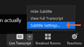 Select Subtitle Settings