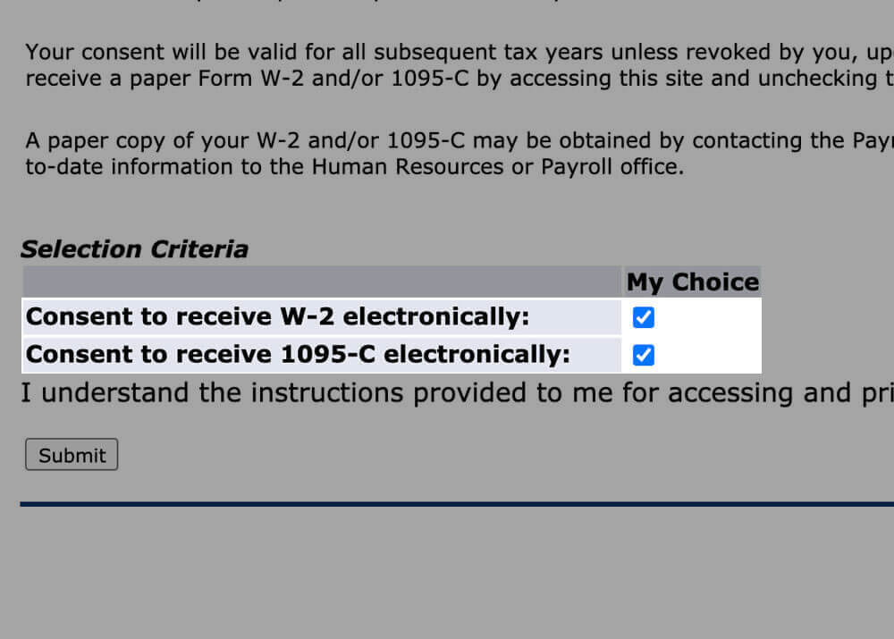 Checkboxes are located to the right under My Choice