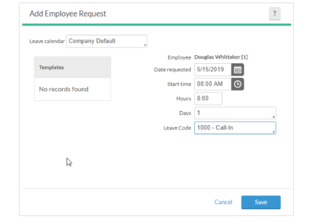 Enter request details in popup screen