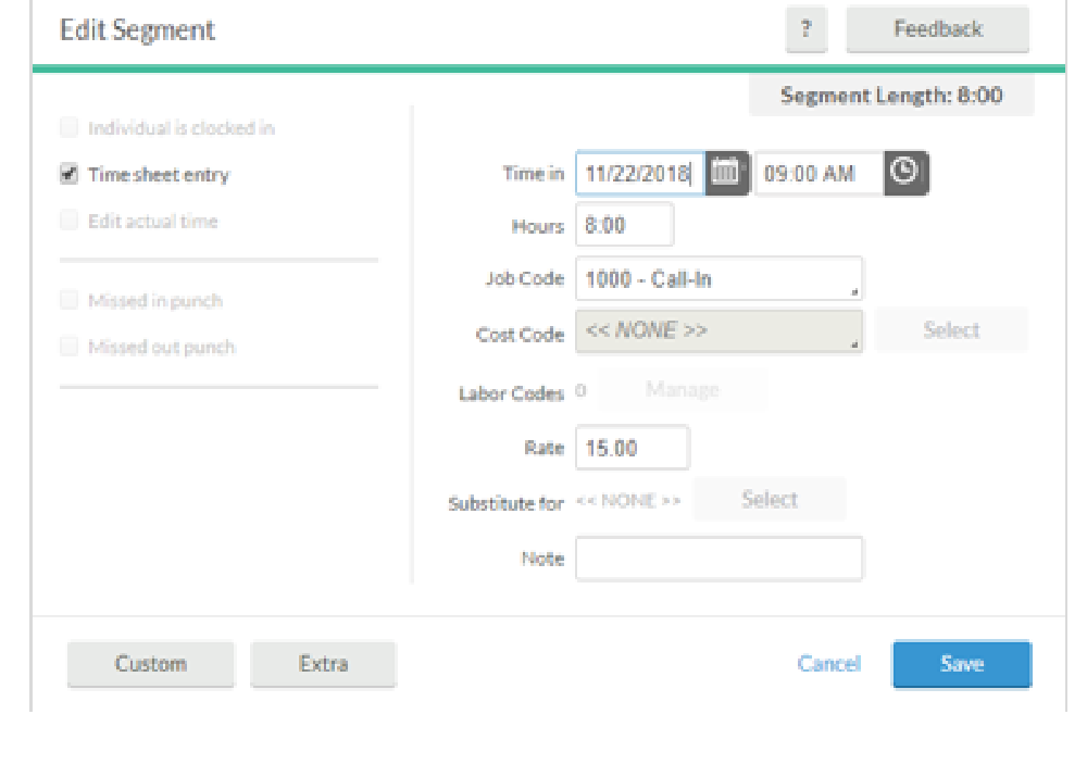 Edit Segment Popup
