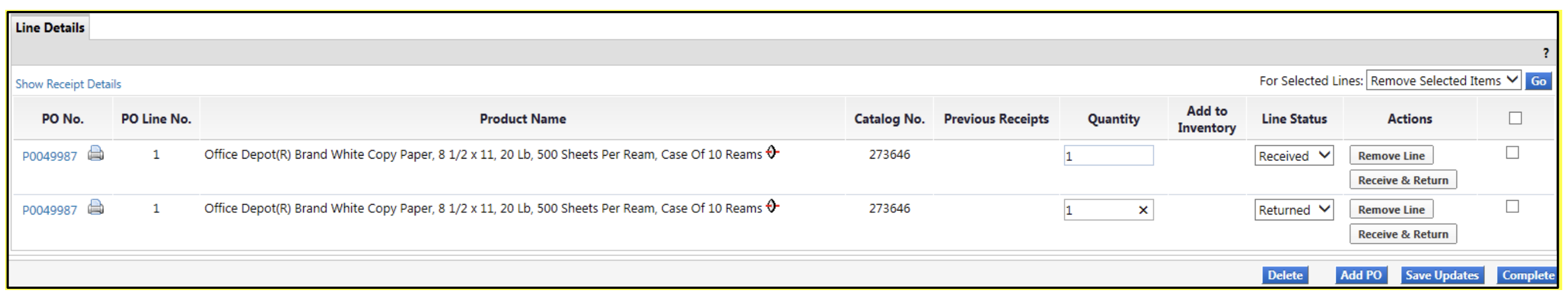 line details tab