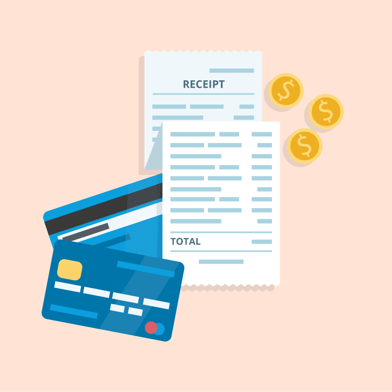 vector of receipts and coins